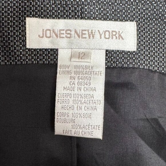 Jones New York 100% Silk Gray Tweed Button Front Vest Sleeveless Top Size 12 - Picture 8 of 9